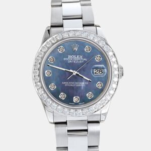 Rolex Custom Black 1.62ct Diamonds Stainless Steel Datejust  Automatic Women's Wristwatch 31mm