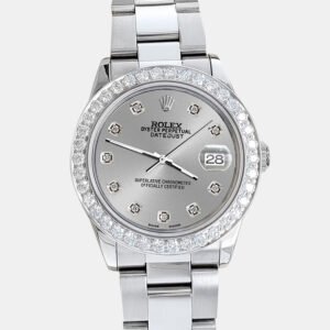 Rolex Custom Silver 1.62ct Diamonds Stainless Steel Datejust  Automatic Women's Wristwatch 31mm
