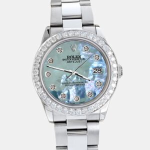 Rolex Custom Tahitian Blue 1.62ct Diamonds Stainless Steel Datejust  Automatic Women's Wristwatch 31mm