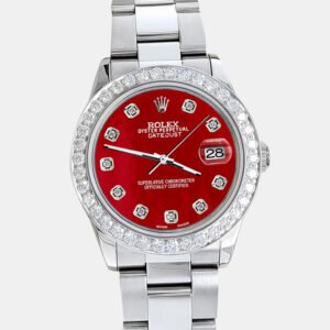 Rolex Custom Red 1.62ct Diamonds Stainless Steel Datejust  Automatic Women's Wristwatch 31mm