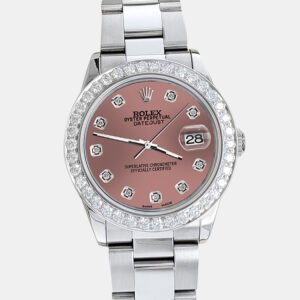 Rolex Custom Salmon 1.62ct Diamonds Stainless Steel Datejust  Automatic Women's Wristwatch 31mm
