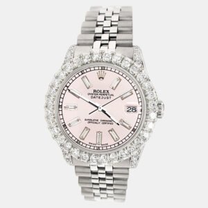 Rolex Custom Orchid Pink 2.95ct Diamonds Stainless Steel Datejust  Automatic Women's Wristwatch 31mm