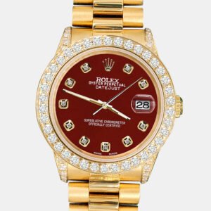 Rolex Custom Imperial Red 2.3ct Diamonds 18K Yellow Gold President Datejust  Automatic Women's Wristwatch 31mm