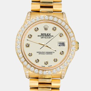 Rolex Custom Satin Linen 2.3ct Diamonds 18K Yellow Gold President Datejust  Automatic Women's Wristwatch 31mm