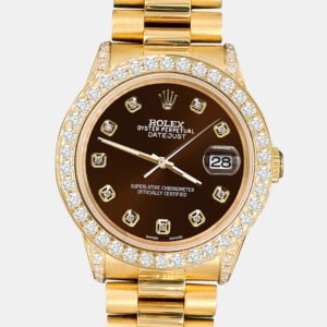 Rolex Custom Chocolate  2.3ct Diamonds 18K Yellow Gold President Datejust  Automatic Women's Wristwatch 31mm