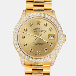 Rolex Custom Champagne 2.3ct Diamonds 18K Yellow Gold President Datejust  Automatic Women's Wristwatch 31mm