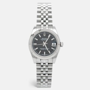 Rolex Black 18K White Gold Oystersteel Datejust 178274 Women's Wristwatch 31 mm