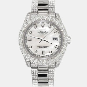Rolex Custom White 7.2ct Diamonds Stainless Steel Datejust 178240 Automatic Women's Wristwatch 31mm
