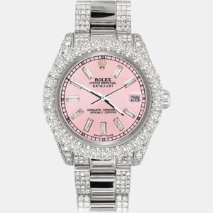Rolex Custom Pink 7.2ct Diamonds Stainless Steel Datejust 178240 Automatic Women's Wristwatch 31mm
