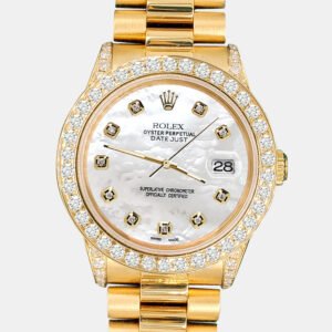 Rolex Custom White 2.3ct Diamonds 18K Yellow Gold President Datejust  Automatic Women's Wristwatch 31mm
