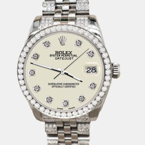 Rolex Custom Satin Linen 3.30ct Diamonds Stainless Steel Datejust 178240 Automatic Women's Wristwatch 31mm