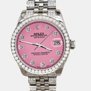 Rolex Custom Hot Pink 3.30ct Diamonds Stainless Steel Datejust 178240 Automatic Women's Wristwatch 31mm