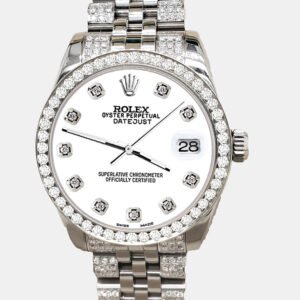 Rolex Custom White 3.30ct Diamonds Stainless Steel Datejust 178240 Automatic Women's Wristwatch 31mm