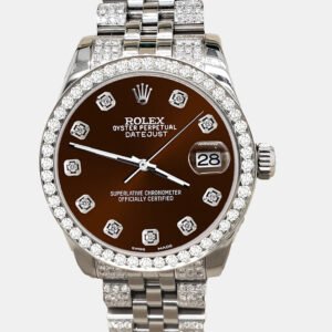 Rolex Custom Chocolate  3.30ct Diamonds Stainless Steel Datejust 178240 Automatic Women's Wristwatch 31mm