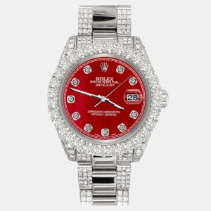 Rolex Custom Red 7.2ct Diamonds Stainless Steel Datejust 178240 Automatic Women's Wristwatch 31mm