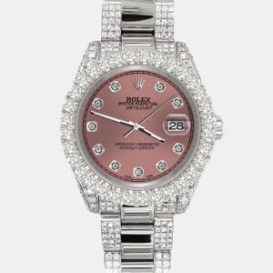 Rolex Custom Salmon 7.2ct Diamonds Stainless Steel Datejust 178240 Automatic Women's Wristwatch 31mm