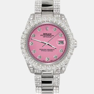 Rolex Custom Hot Pink 7.2ct Diamonds Stainless Steel Datejust 178240 Automatic Women's Wristwatch 31mm