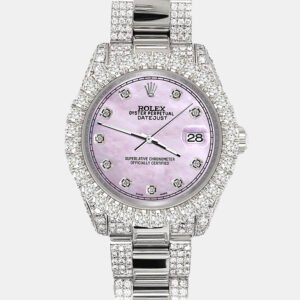 Rolex Custom Pink Pearl 7.2ct Diamonds Stainless Steel Datejust 178240 Automatic Women's Wristwatch 31mm