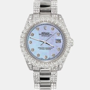 Rolex Custom Purple 7.2ct Diamonds Stainless Steel Datejust 178240 Automatic Women's Wristwatch 31mm