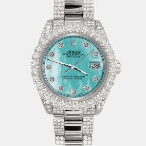 Rolex Custom Aquamarine 7.2ct Diamonds Stainless Steel Datejust 178240 Automatic Women's Wristwatch 31mm