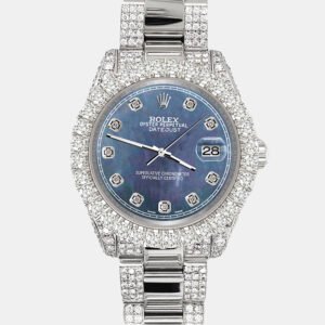 Rolex Custom Black 7.2ct Diamonds Stainless Steel Datejust 178240 Automatic Women's Wristwatch 31mm