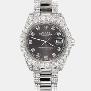 Rolex Custom Rhodium Gray 7.2ct Diamonds Stainless Steel Datejust 178240 Automatic Women's Wristwatch 31mm