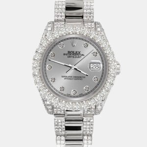 Rolex Custom Gray 7.2ct Diamonds Stainless Steel Datejust 178240 Automatic Women's Wristwatch 31mm
