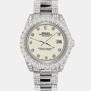 Rolex Custom Satin Linen 7.2ct Diamonds Stainless Steel Datejust 178240 Automatic Women's Wristwatch 31mm