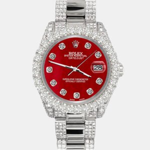 Rolex Custom Red 7.2ct Diamonds Stainless Steel Datejust 178240 Automatic Women's Wristwatch 31mm