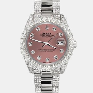 Rolex Custom Salmon 7.2ct Diamonds Stainless Steel Datejust 178240 Automatic Women's Wristwatch 31mm