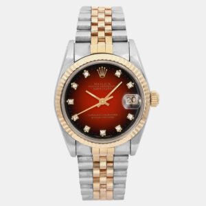 Rolex Red 18k Yellow Gold Stainless Steel Datejust 68273 Automatic Women's Wristwatch 31 mm