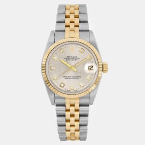 Rolex Grey Diamond 18k Yellow Gold Stainless Steel Datejust 68273 Automatic Women's Wristwatch 31 mm