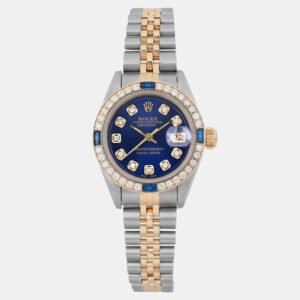 Rolex Customised 18k Yellow Gold Stainless Steel Datejust 69173 Automatic Women's Wristwatch 26 mm