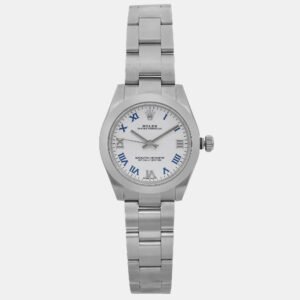 Rolex White Stainless Steel Oyster Perpetual 177200 Automatic Women's Wristwatch 31 mm
