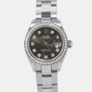 Rolex Grey Stainless Steel Diamond Lady Datejust 279384RBR Automatic Women's Wristwatch 28mm
