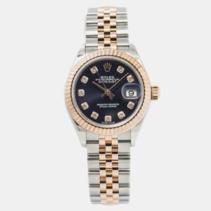 Rolex Purple 18K Rose Gold Stainless Steel Datejust 279171 Automatic Women's Wristwatch 28mm