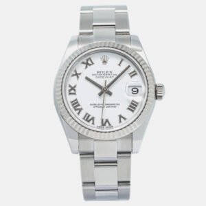 Rolex White Stainless Steel Datejust 178274 Automatic Women's Wristwatch 31mm
