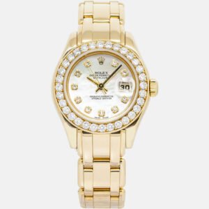 Rolex Pearlmaster Datejust 69298 Automatic 18K Yellow Gold Women's Wristwatch 29 mm