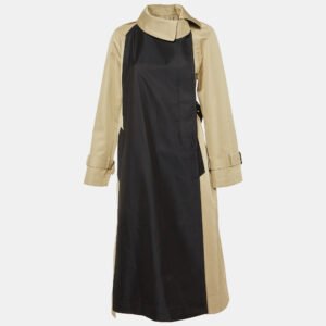 Sacai Beige/Black Gabardine Panelled Coat M