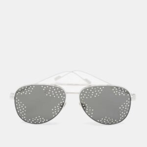 Saint Laurent Paris Silver Tone/Grey SL193T Crystal Aviator Sunglasses