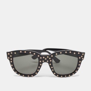 Saint Laurent Black SL100 Lou Studded Square Sunglasses