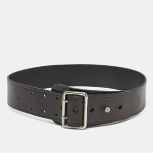 Saint Laurent Black Leather Buckle Waist Belt 75CM