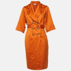 Saint Laurent Orange Cotton Blend Trench Coat M