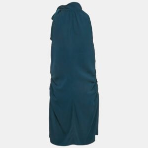 Saint Laurent Paris Blue Crepe Tie-Up Neck Detail Mini Dress L