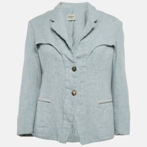 Saint Laurent Vintage Paris Grey Wool Single Breasted Coat L