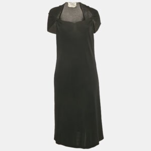 Saint Laurent Vintage Black Jersey Twist Detail Short Dress L