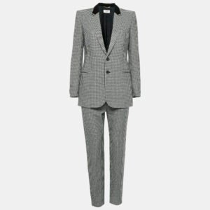 Saint Laurent Black/White Houndstooth Wool Suit M