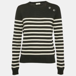 Saint Laurent Black/White Striped Wool Knit Sweater S