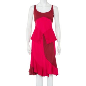 Yves Saint Laurent Rive Gauche Vintage Two Tone Paneled Crepe Tank Top & Skirt Set S