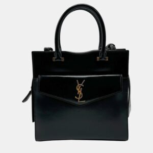 Saint Laurent Uptown Small Leather Black Gold Handbag